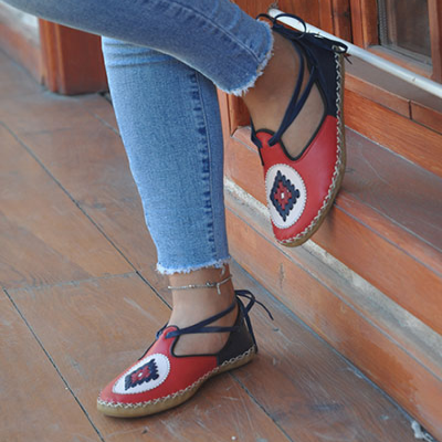 Lace-Up Boots Red