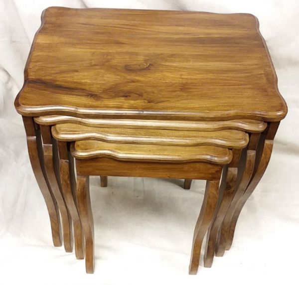 Ceviz Oyma Sehpa 4 lü Takım - 2