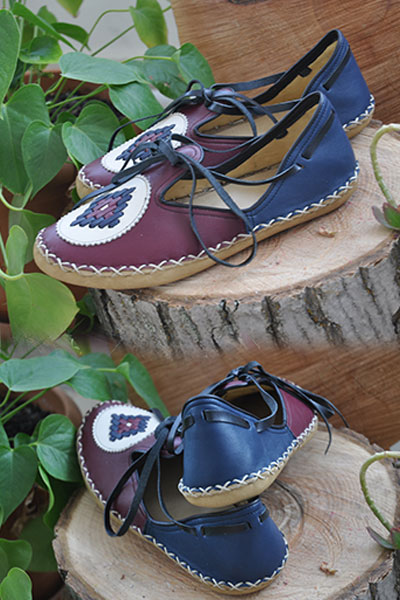 Navy Blue - Claret Red Lace-Up Boots - 2