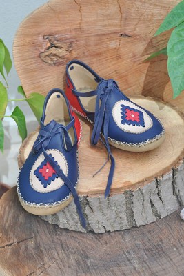 Navy Blue-Red Lace-Up Boots - 2