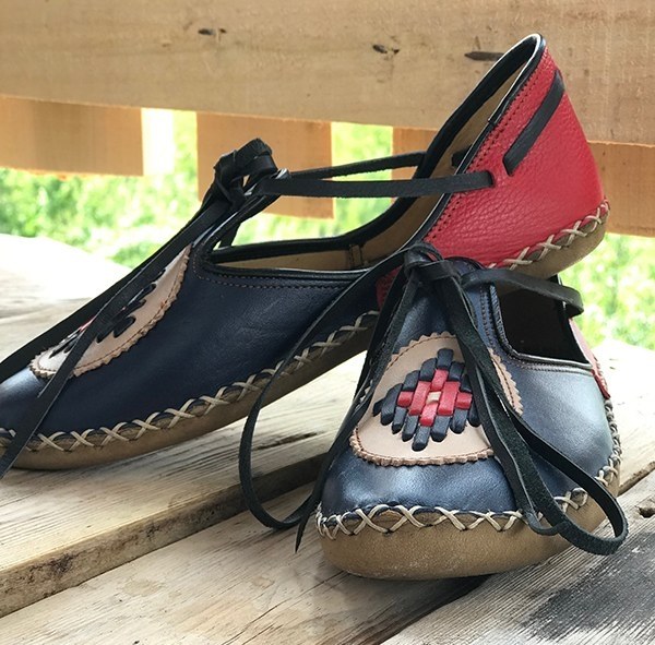 Ön Lacivert Arka Kırmızı Bayan Sandalet - 3